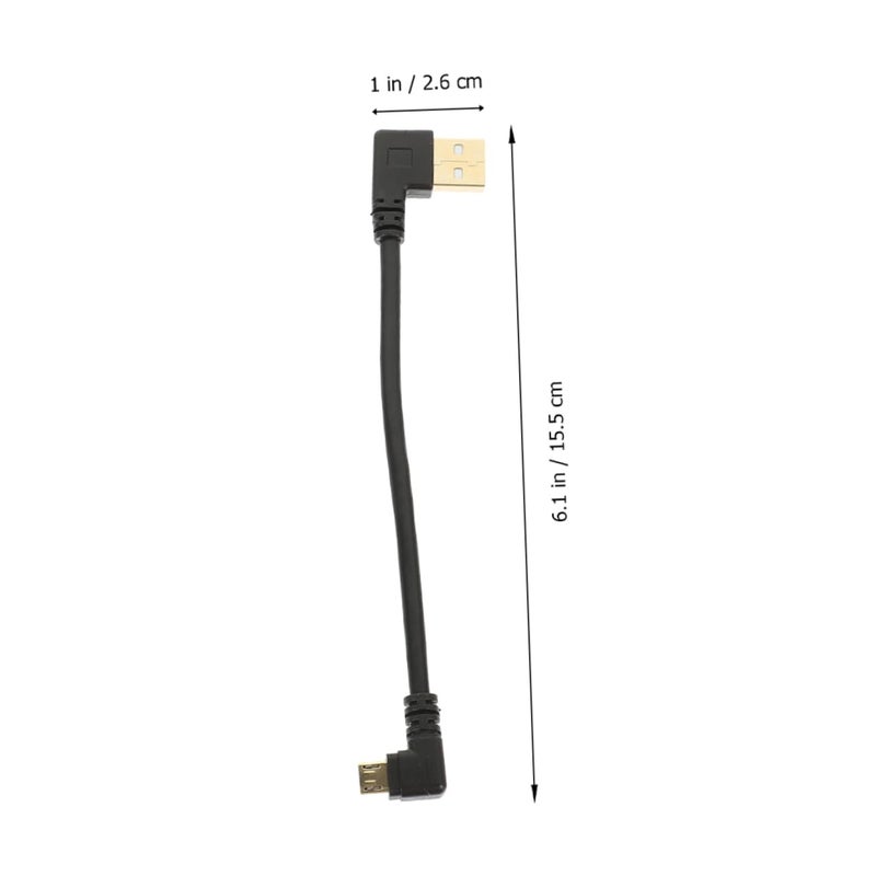 قطعتان من كابل USB صغير أسود بزاوية قائمة للشحن السريع ونقل البيانات - Image 2